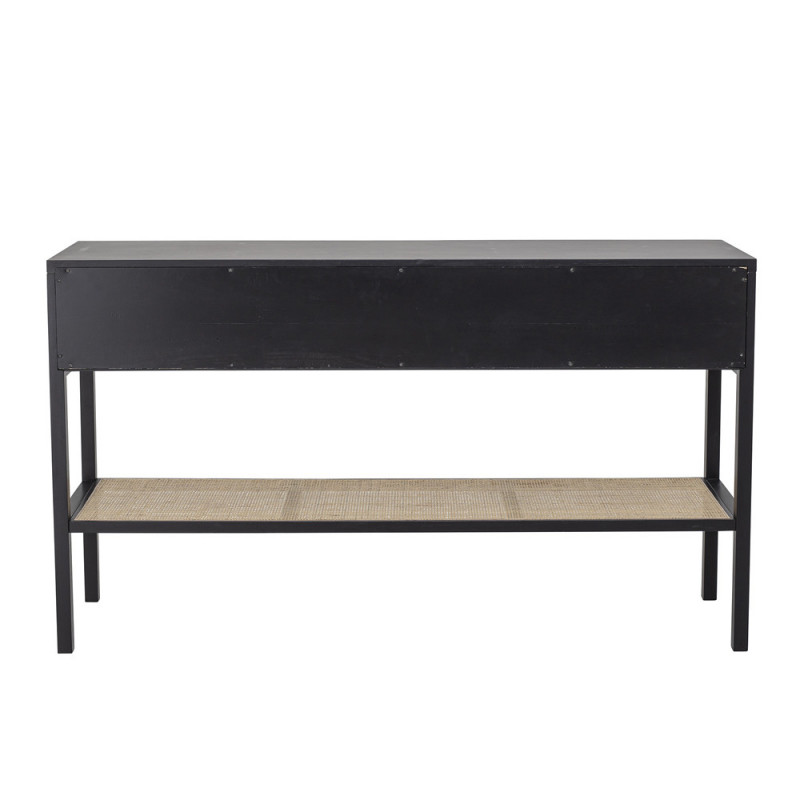 Meuble console en bois noir et cannage Bloomingville - Cassy
