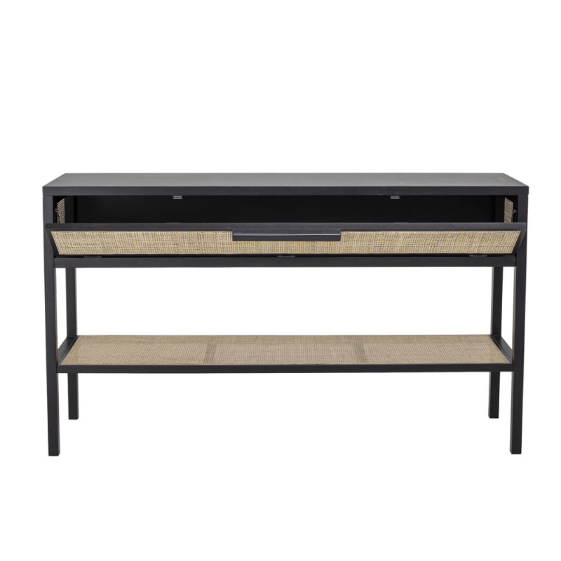 Grande console meuble noir et cannage Bloomingville - Cassy