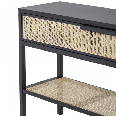 Meuble console en bois noir design et cannage Bloomingville - Cassy