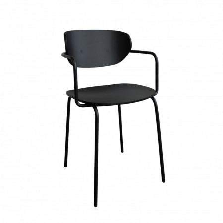 Chaise vintage bois noir avec accoudoirs Hubsch - Mia