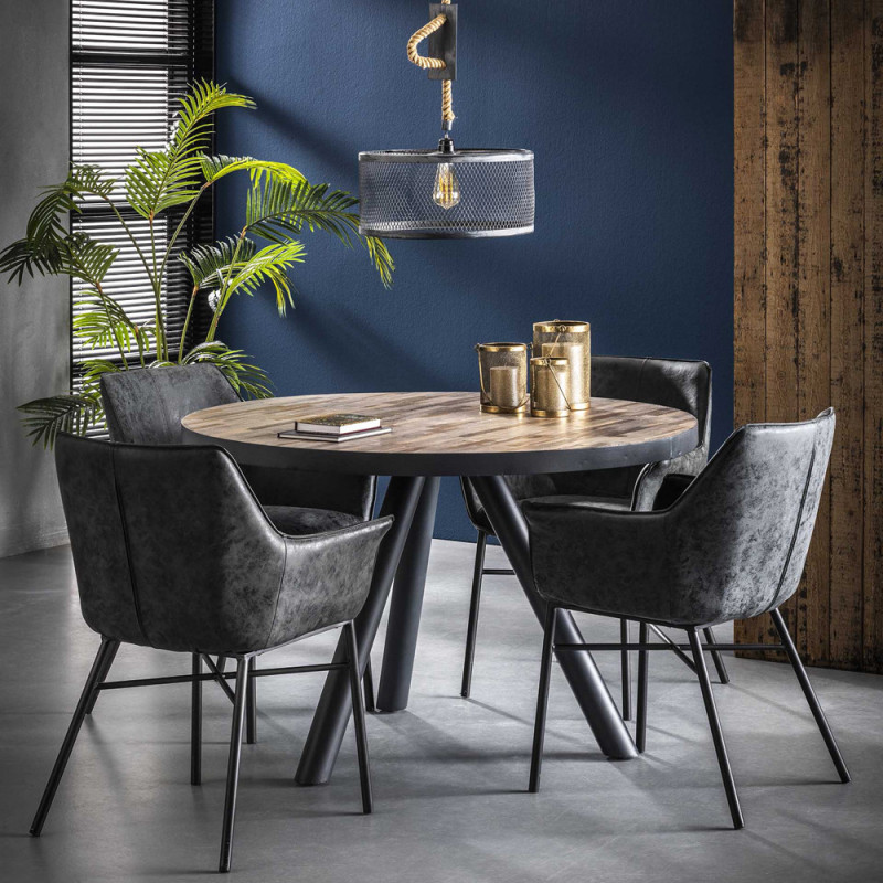 Chaise design style industriel noir avec accoudoirs - Vex Chaise design style industriel noir avec accoudoirs - Vex