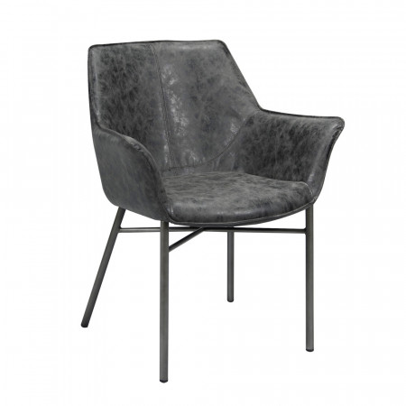 Chaise industrielle design noir avec accoudoirs - Vex