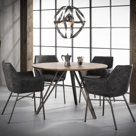 Chaise style industriel noir avec accoudoirs - Vex
