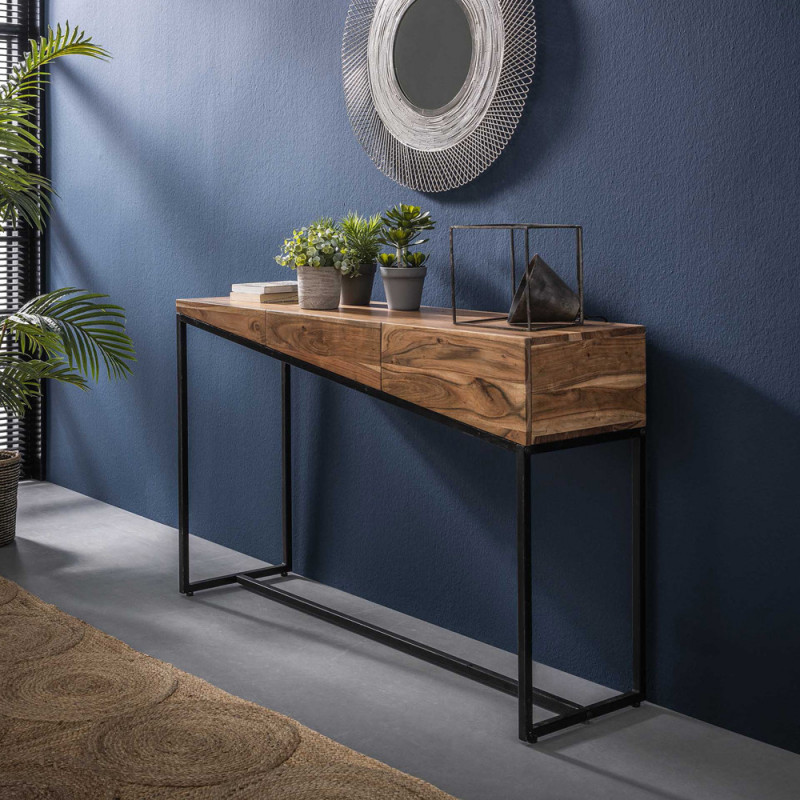 Meuble console industriel bois et métal - Acacia