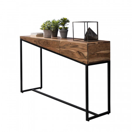 Meuble console industriel en bois et métal - Acacia