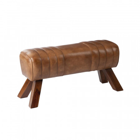 Banc cuir marron cheval d'arçon - Gym