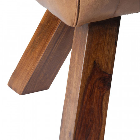 Banc cuir marron cheval d'arçon - Gym