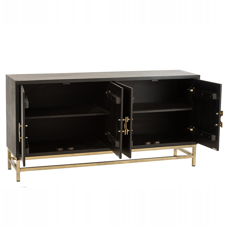 Buffet noir et doré 4 portes - Pedra 