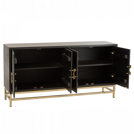 Buffet noir et doré 4 portes - Pedra 