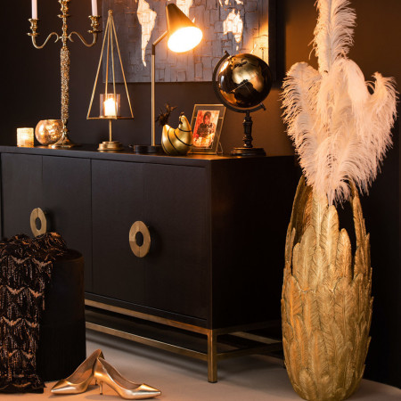 Buffet art déco noir et doré 4 portes - Pedra