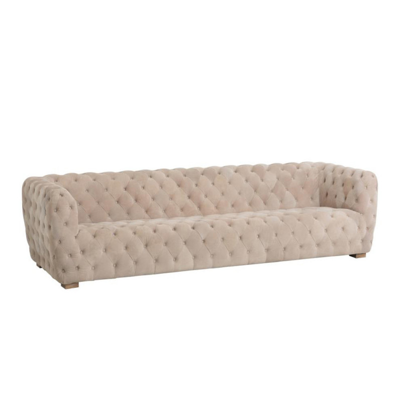 Canapé Chesterfield beige design 3 places - Flavio