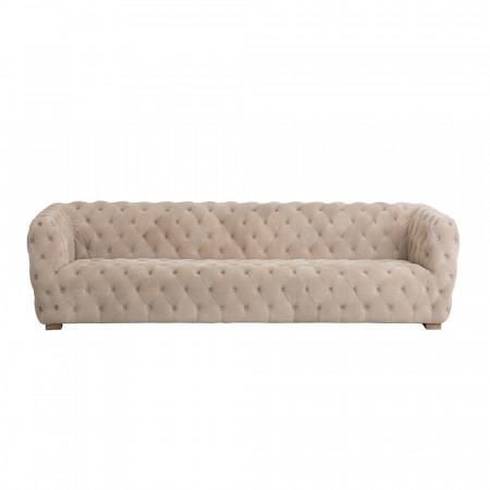 Canapé Chesterfield design beige 3 places - Flavio