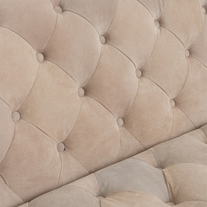 Canapé Chesterfield beige design 3 places - Flavio
