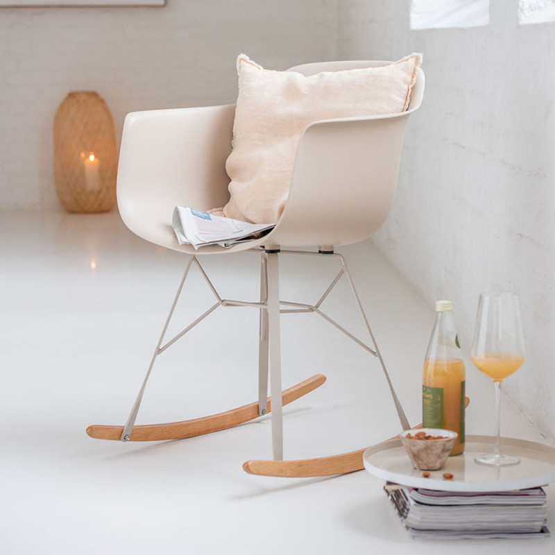 Chaise rocking chair scandinave taupe - Dona