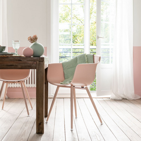Chaise design rose avec accoudoirs - Dona