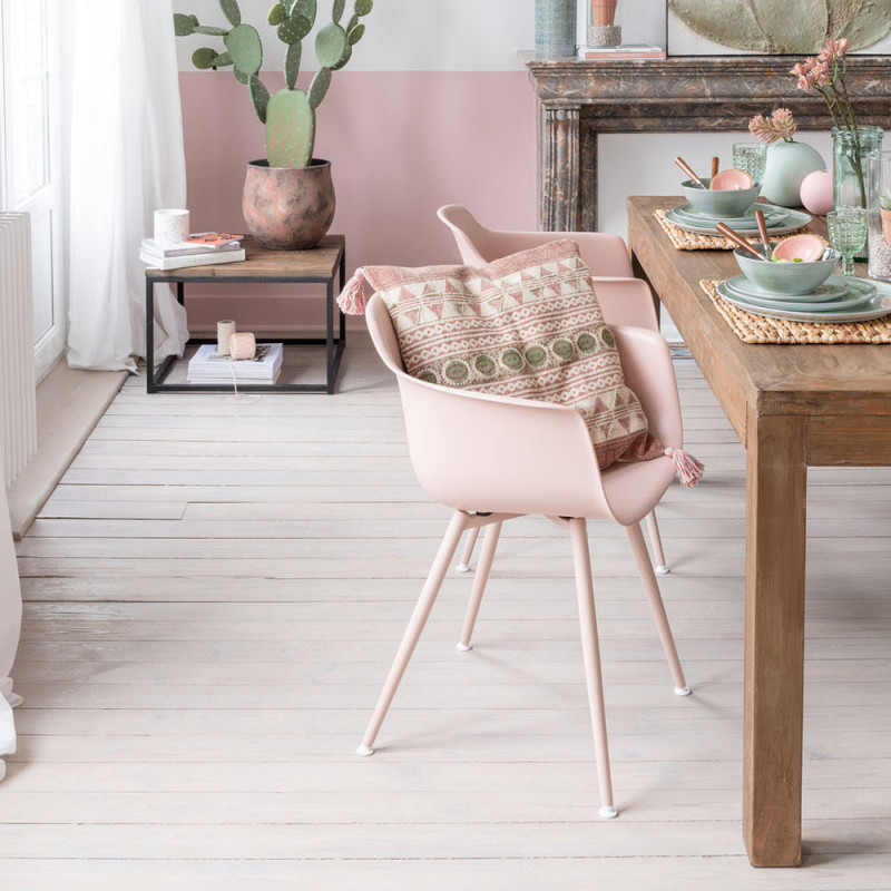 Chaise avec accoudoirs rose design - Dona