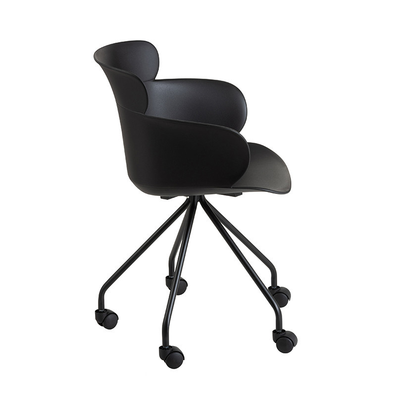 Chaise de bureau noir design sur roulettes - Jina