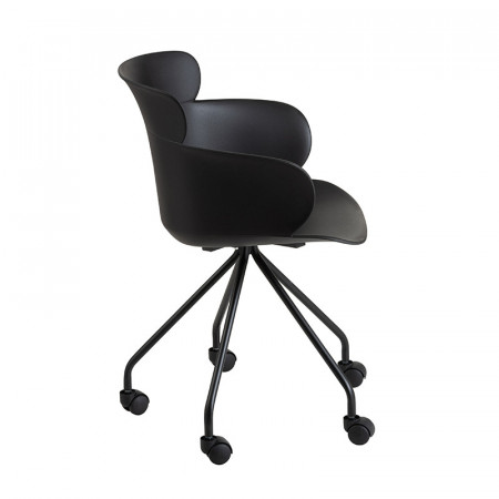 Chaise de bureau noir design sur roulettes - Jina